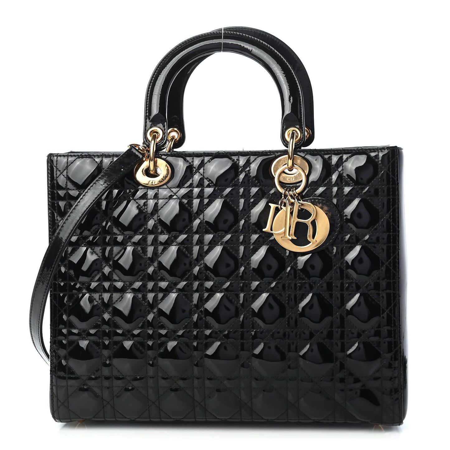 Patent Cannage Large Lady Dior Black