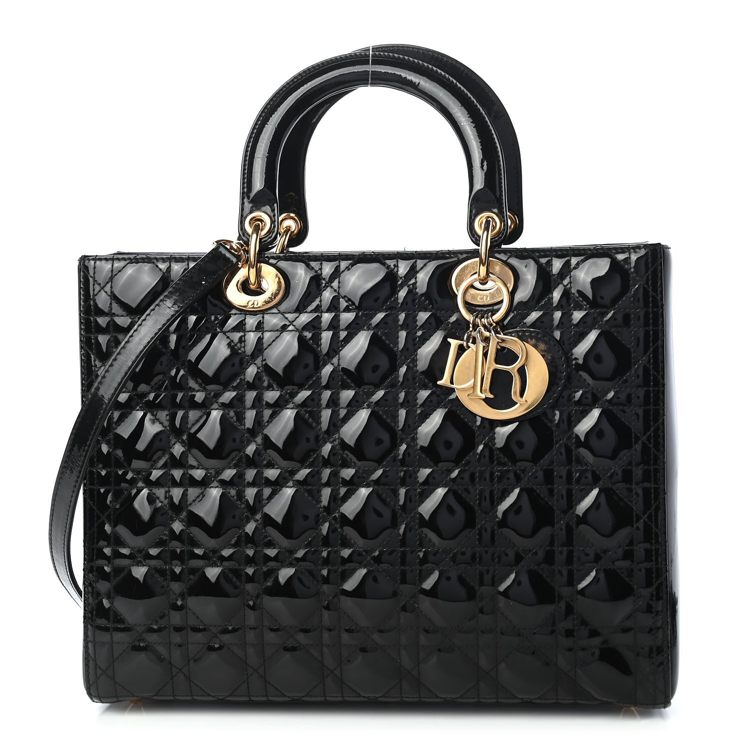 Christian Dior Patent Cannage Large Lady Dior Black 1 of 11