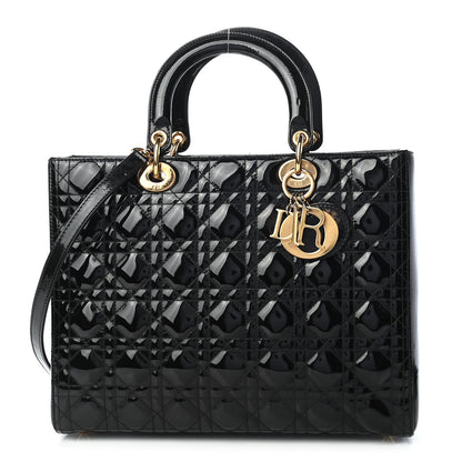 Christian Dior Patent Cannage Large Lady Dior Black 1 of 11