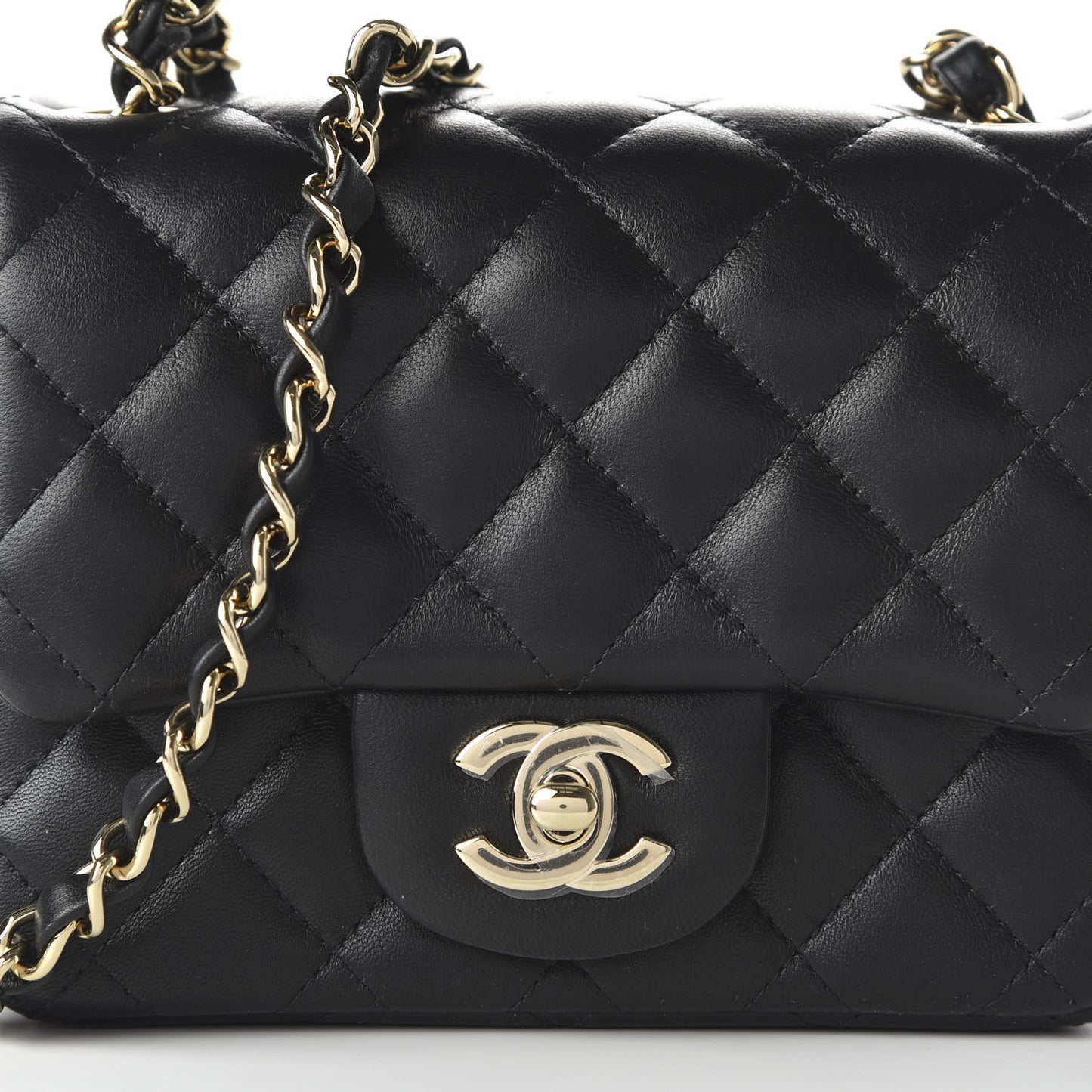 Lambskin Quilted Mini Square Flap Black