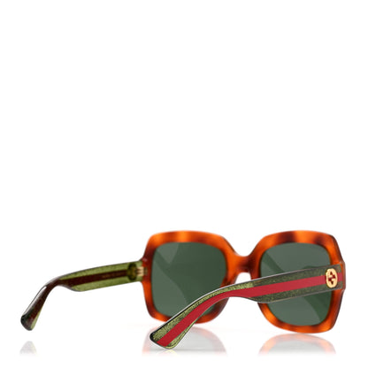 Gucci Acetate Square Frame Web Glitter Sunglasses GG0036SN Havana 4 of 7