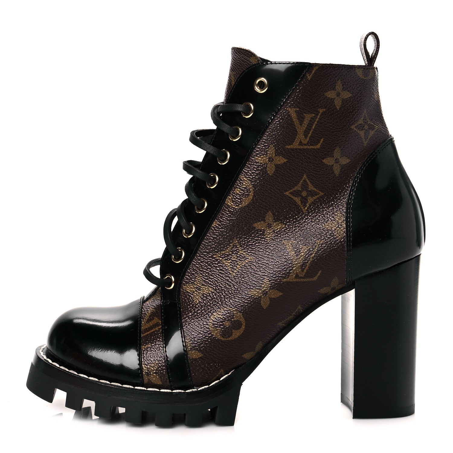 Louis Vuitton Patent Calfskin Monogram Star Trail Ankle Boots 39.5 Black 1 of 9