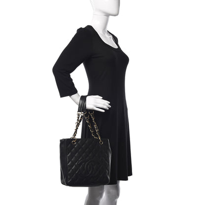 Chanel Caviar Quilted Petit Shopping Tote PST Black 2 of 10