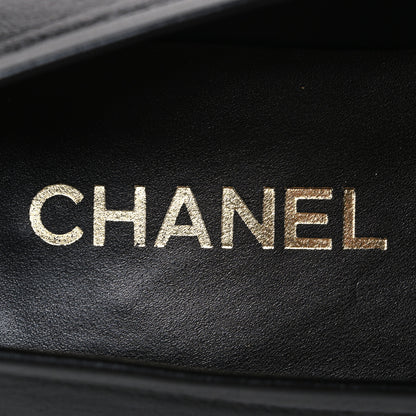Chanel Lambskin CC Mocassin Loafers 38 Black 9 of 11