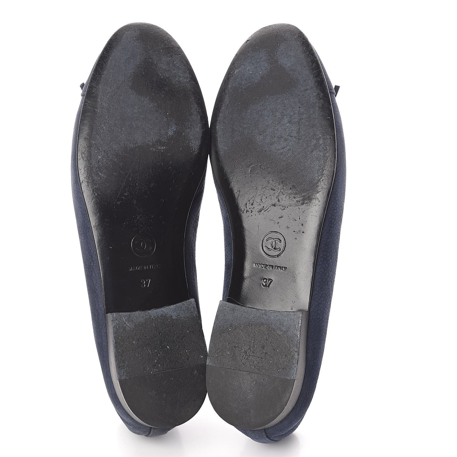 Chanel Nubuck Cap Toe CC Ballerina Flats 37 Marine 7 of 8