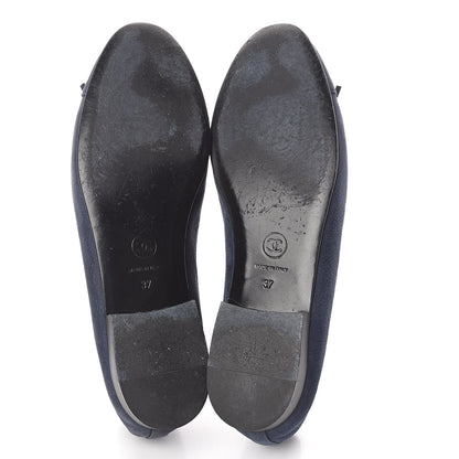 Chanel Nubuck Cap Toe CC Ballerina Flats 37 Marine 7 of 8