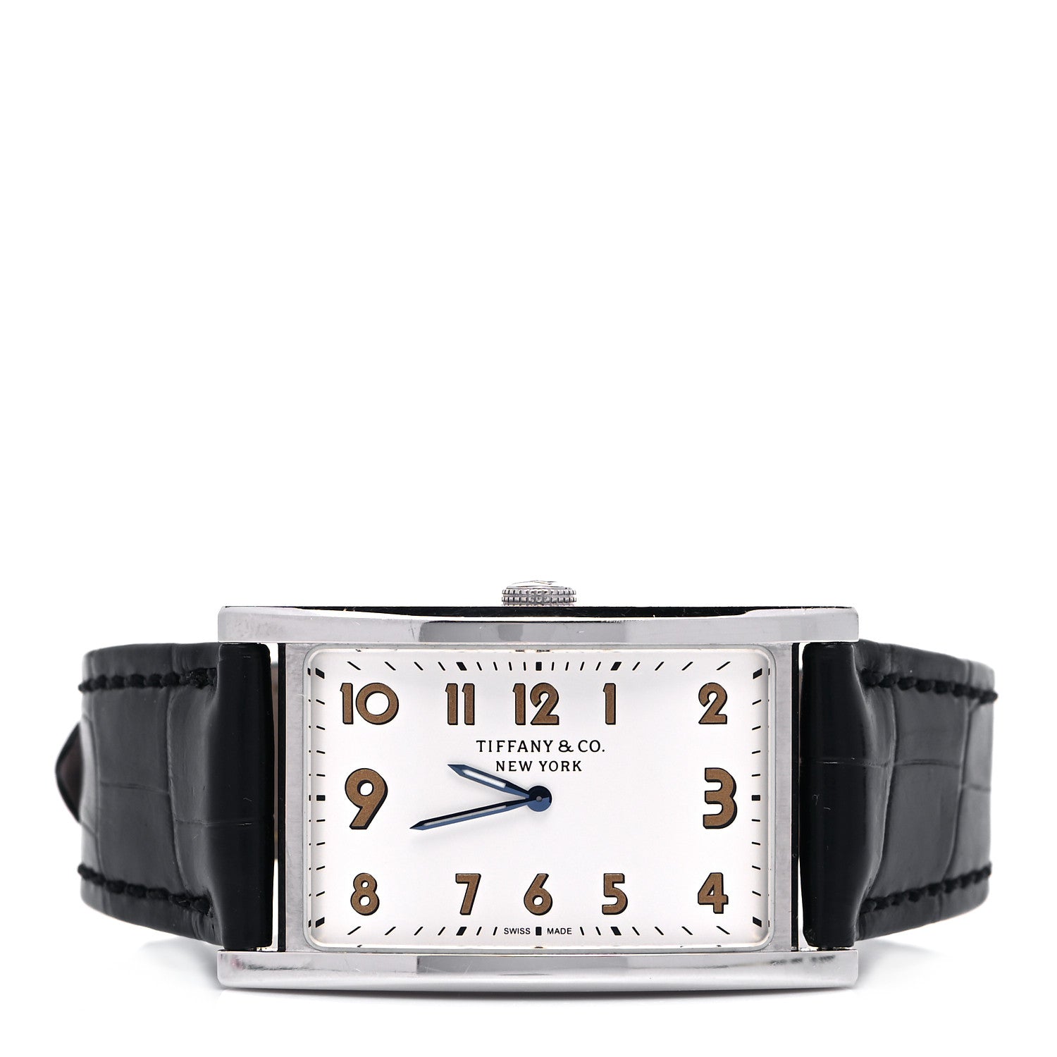 Tiffany Stainless Steel Alligator 25mm East West Quartz Watch 2 of 7