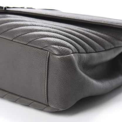 Saint Laurent Sheepskin Matelasse Chevron Monogram Large College Satchel Dark Anthracite 7 of 14