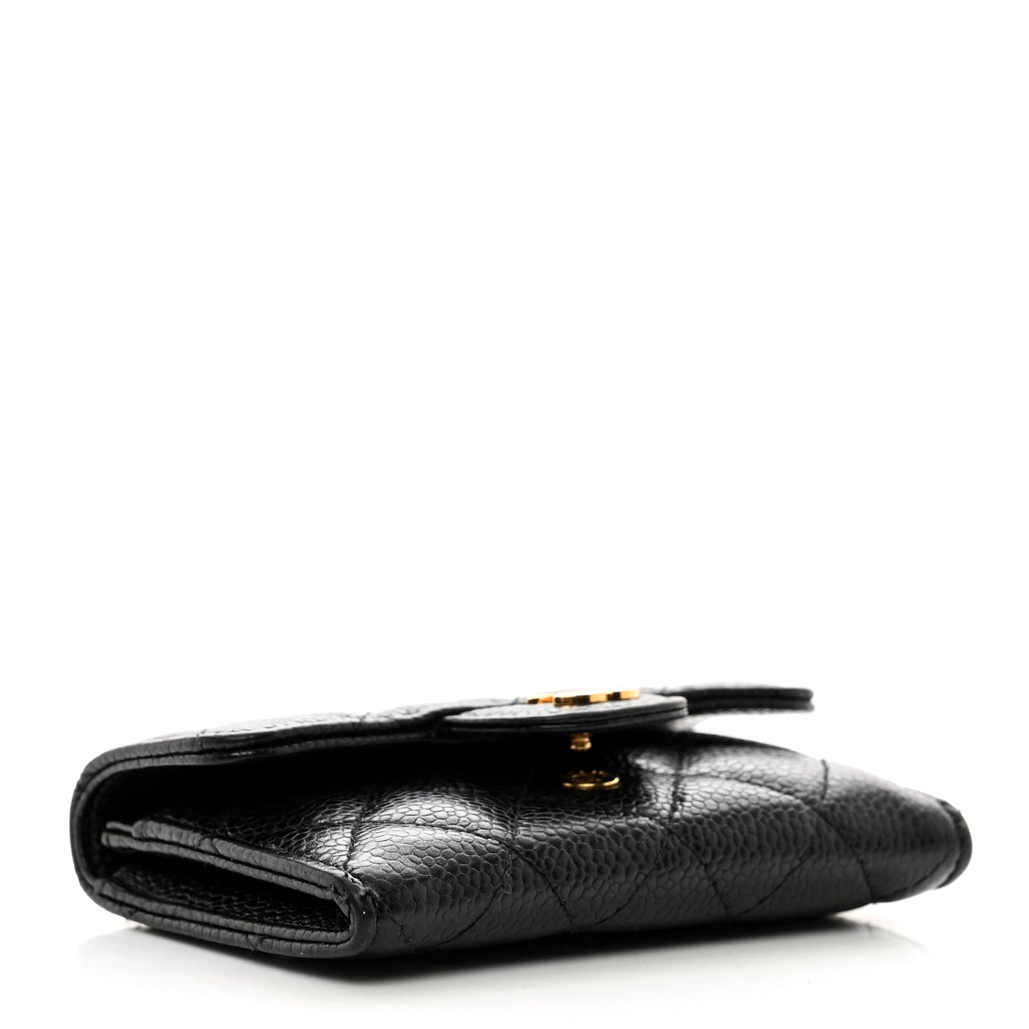 Caviar Quilted Flap Card Holder Black