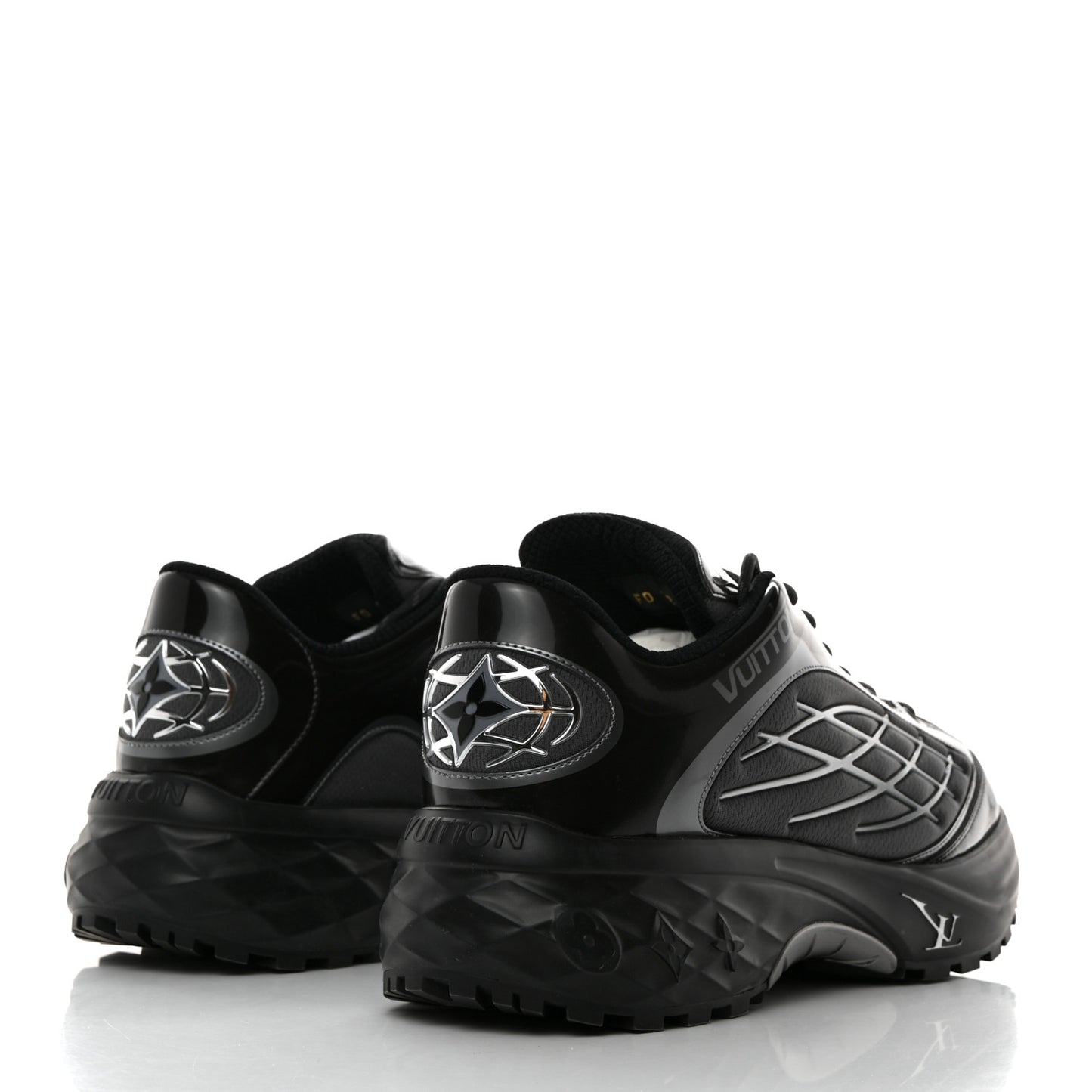 Monogram Discovery Lace Up Sneakers 9 Black Silver