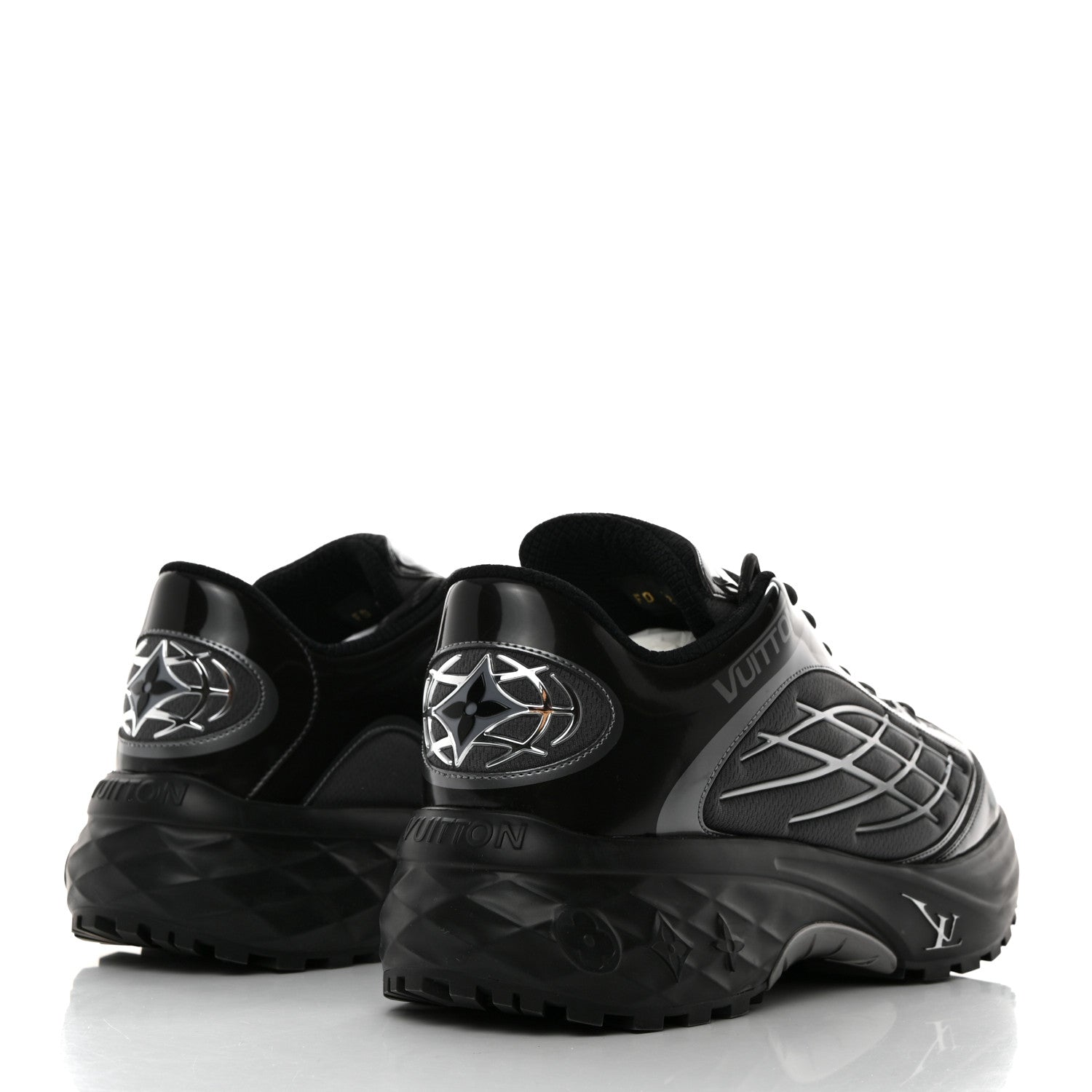 Louis Vuitton Monogram Discovery Lace Up Sneakers 9 Black Silver 4 of 8