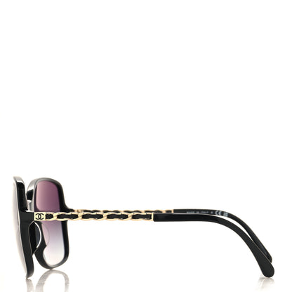 Chanel Acetate Metal Lambskin Square Chain Sunglasses 5210-Q-A Black 3 of 7