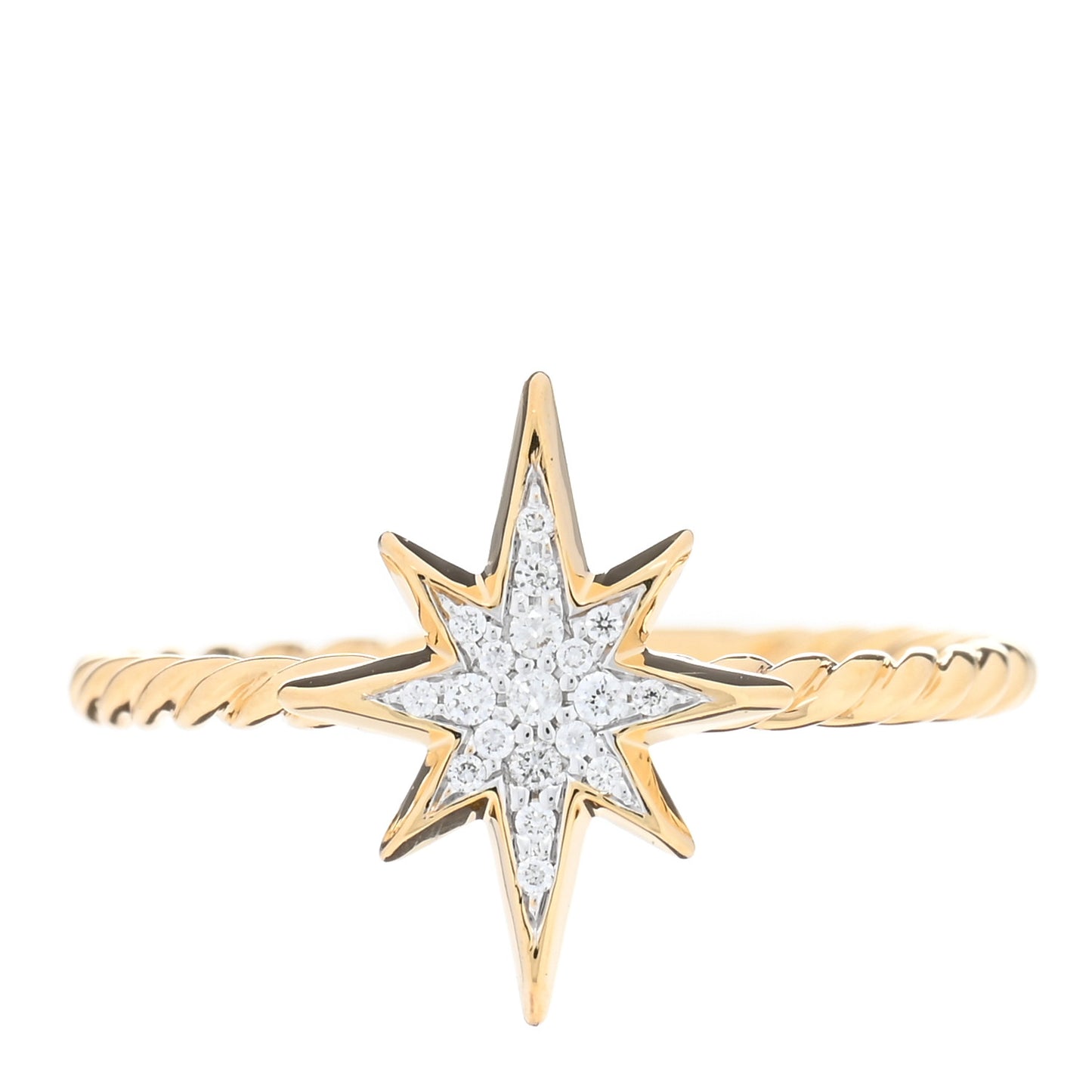 18K Yellow Gold Diamond Cable Collectibles North Star Stack Ring 49 5