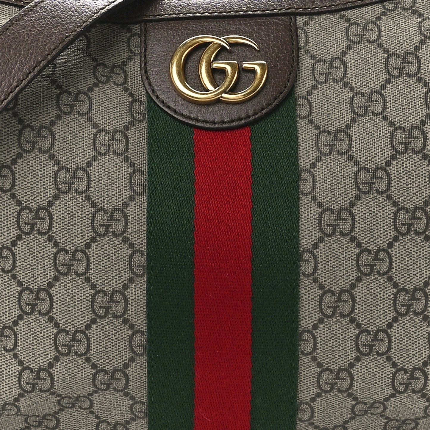 GG Supreme Monogram Textured Dollar Calfskin Web Small Ophidia Half Moon Hobo Beige Ebony New Acero