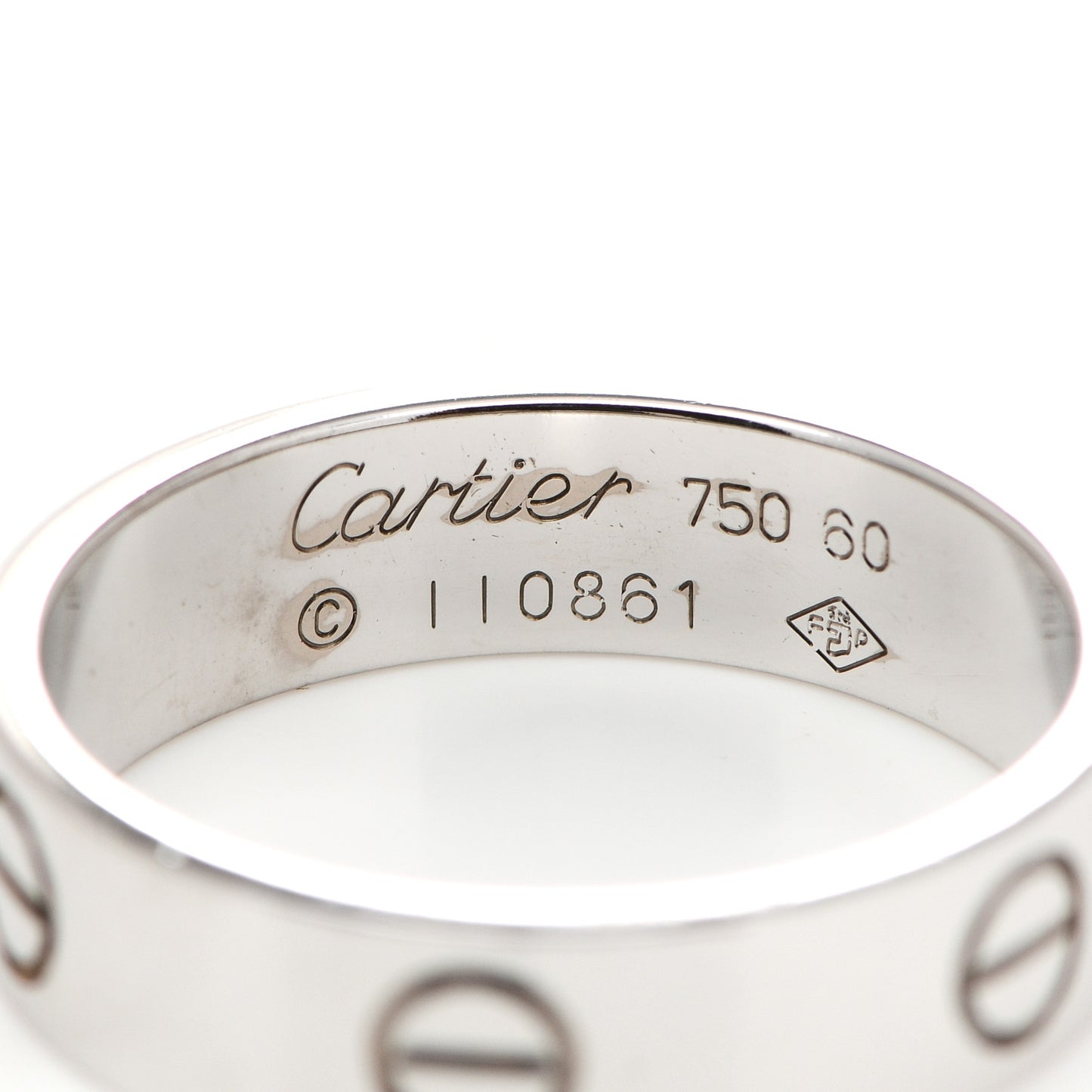 18K White Gold 5.5mm LOVE Ring 60 9