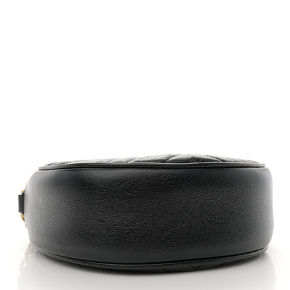 Gucci Azalea Calfskin Matelasse Heart Mini GG Marmont Round Shoulder Bag Black 4 of 10
