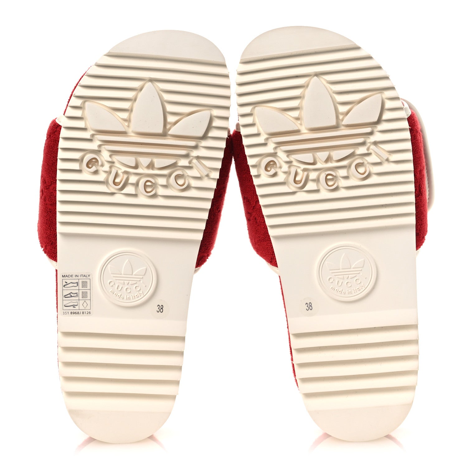 Gucci X ADIDAS Terry Cloth GG Monogram Womens Platform Sandals 38