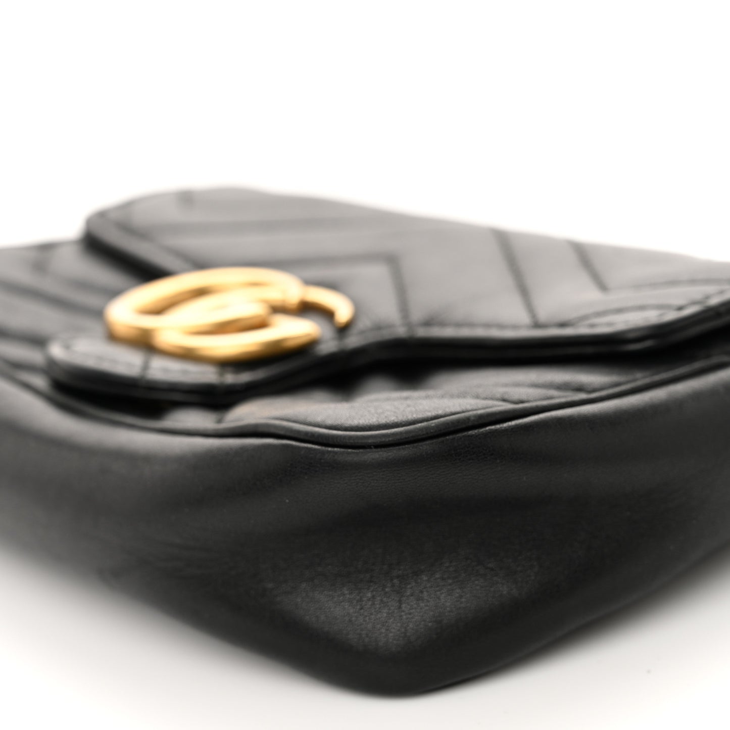 Calfskin Matelasse Super Mini GG Marmont Shoulder Bag Black