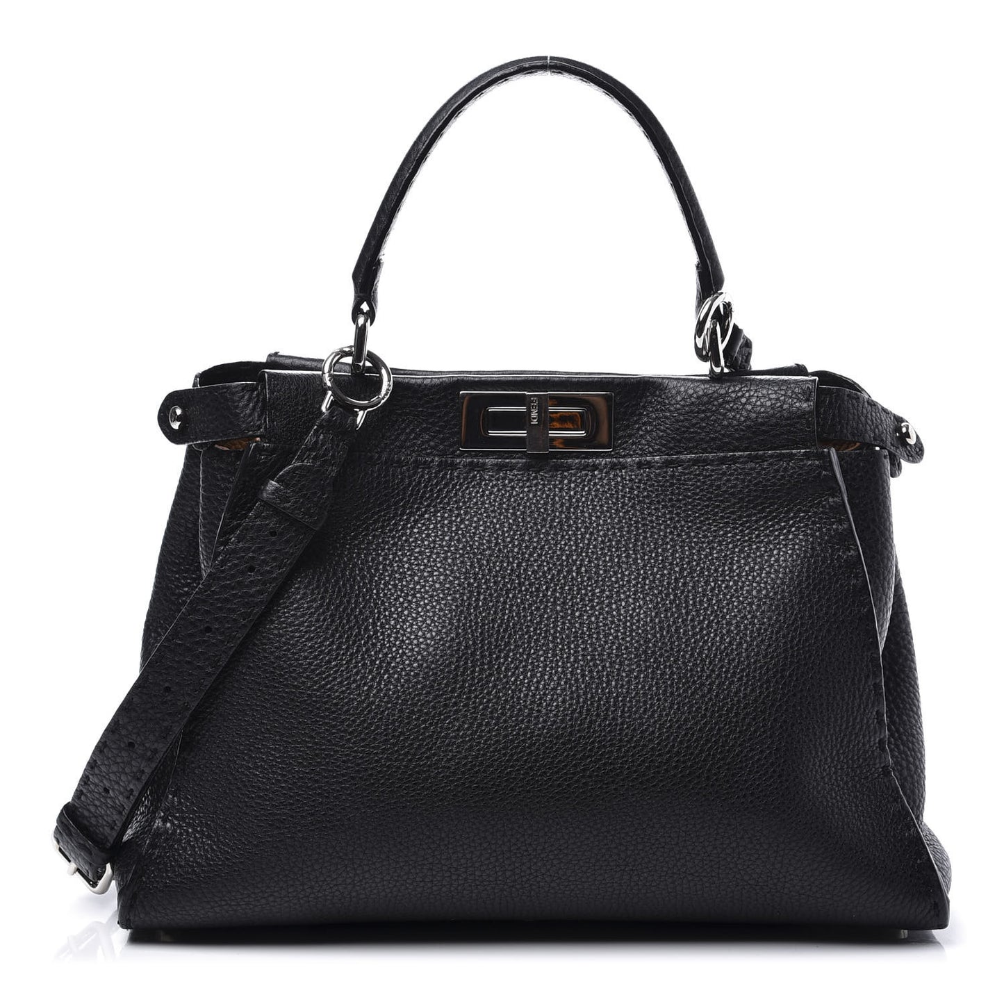 Cuoio Romano Selleria Bi-Color Medium Peekaboo Iconic Satchel Black Mou