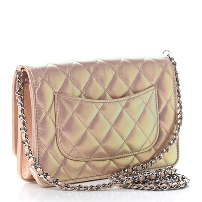 Chanel Iridescent Calfskin Quilted Wallet On Chain WOC Pink 3 of 10