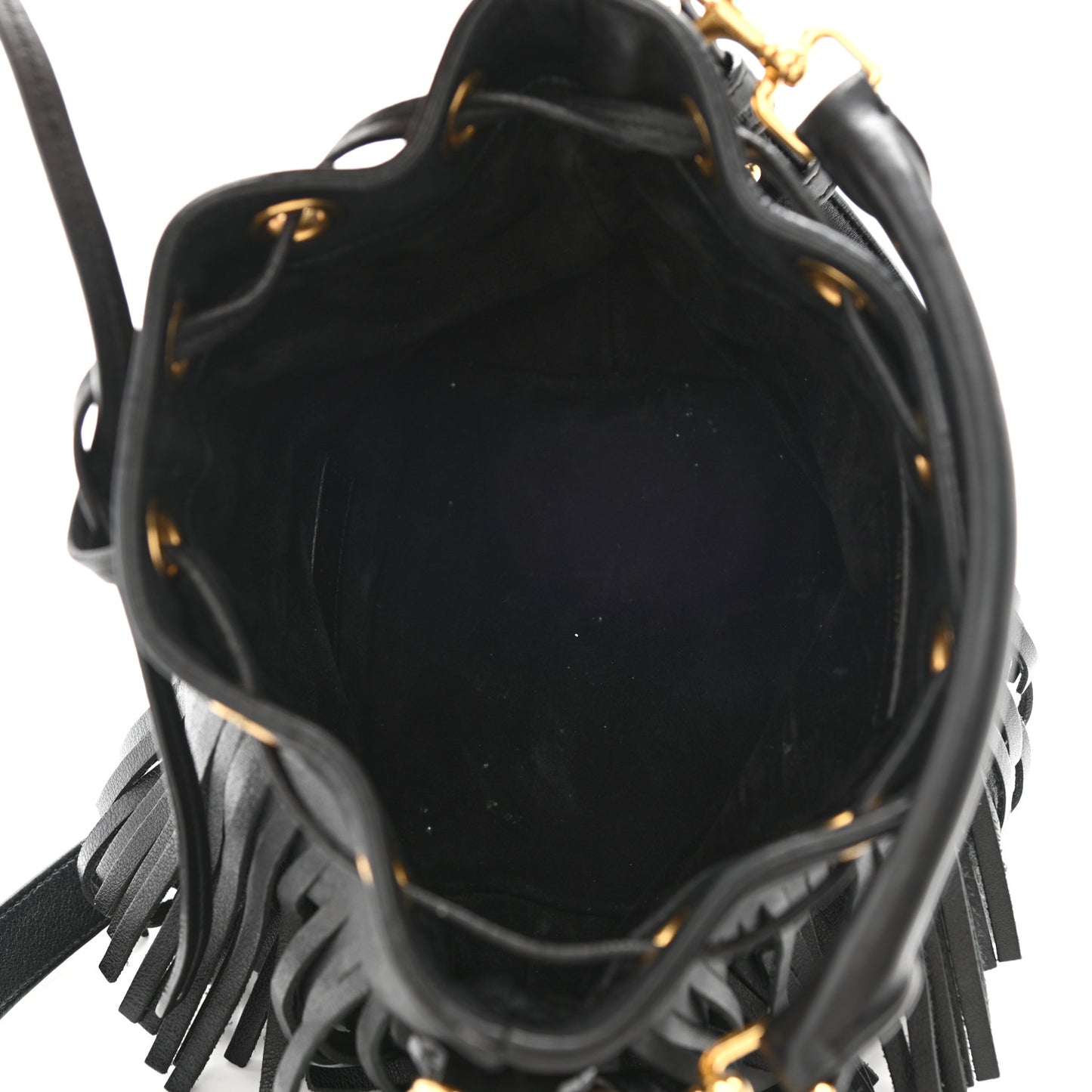Calfskin Small Emmanuelle Fringe Hobo Bag Black