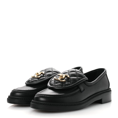 Chanel Lambskin Quilted CC Turnlock Loafers 36.5 Black 4 of 11