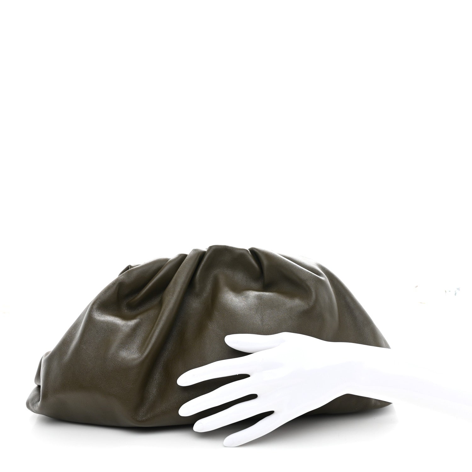Bottega Veneta Smooth Butter Calf The Pouch Oversized Clutch Kaki Fondent 2 of 10