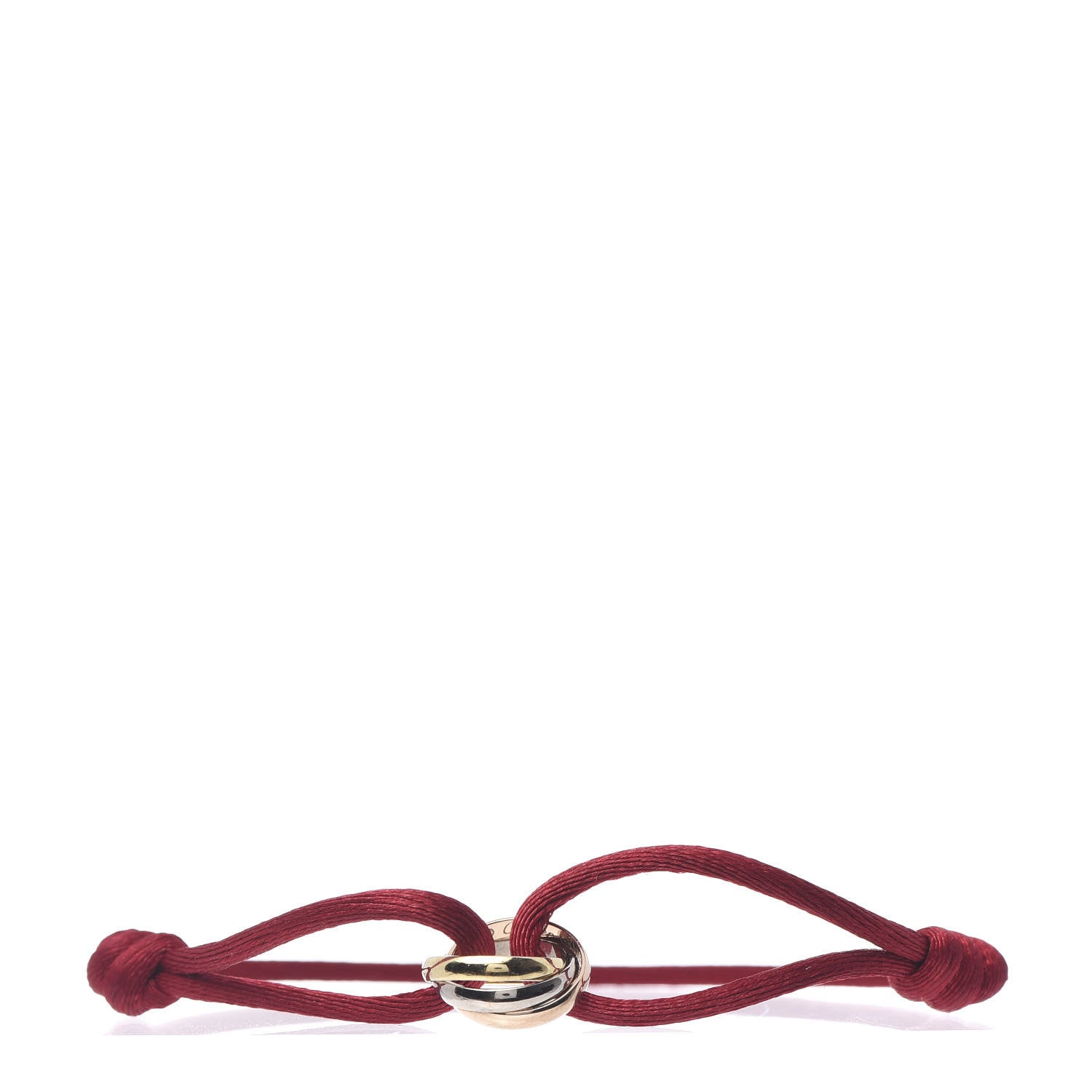 Cartier 18K Pink Yellow White Gold Trinity Cord Bracelet Red 1 of 5