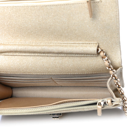 Chanel Metallic Canvas Quilted Space Charms Wallet On Chain WOC Gold 5 of 10