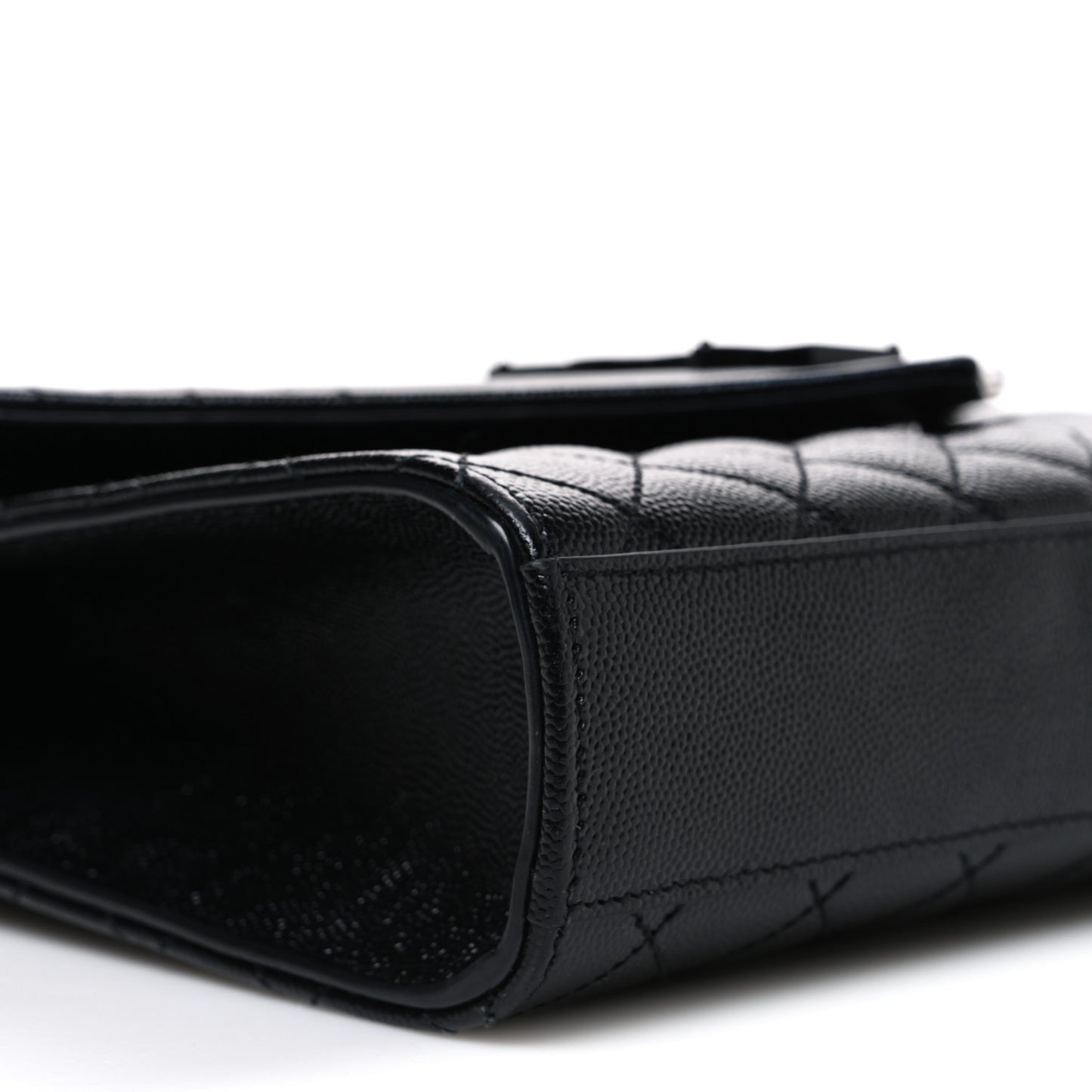 Grain De Poudre Textured Mixed Matelasse Triquilt Medium Monogram Monochrome Satchel Black