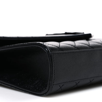 Saint Laurent Grain De Poudre Textured Mixed Matelasse Triquilt Medium Monogram Monochrome Satchel Black 9 of 10