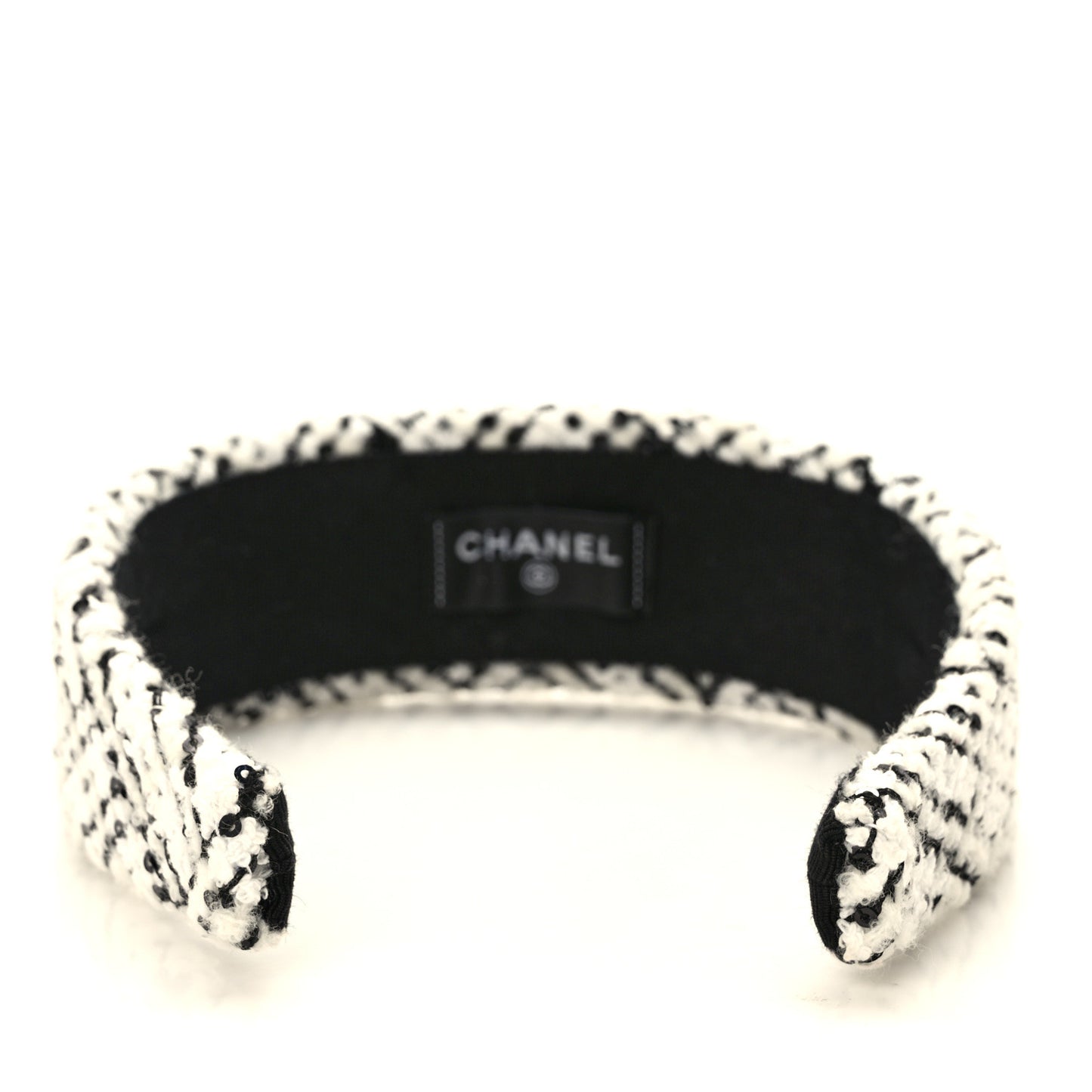 Tweed Sequin Headband White Black