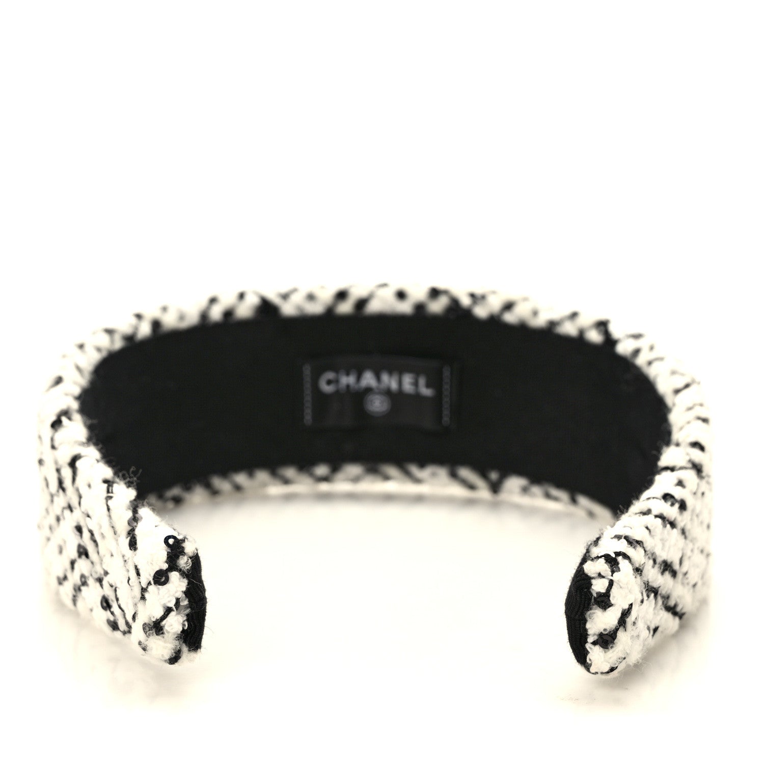 Chanel Tweed Sequin Headband White Black 5 of 7