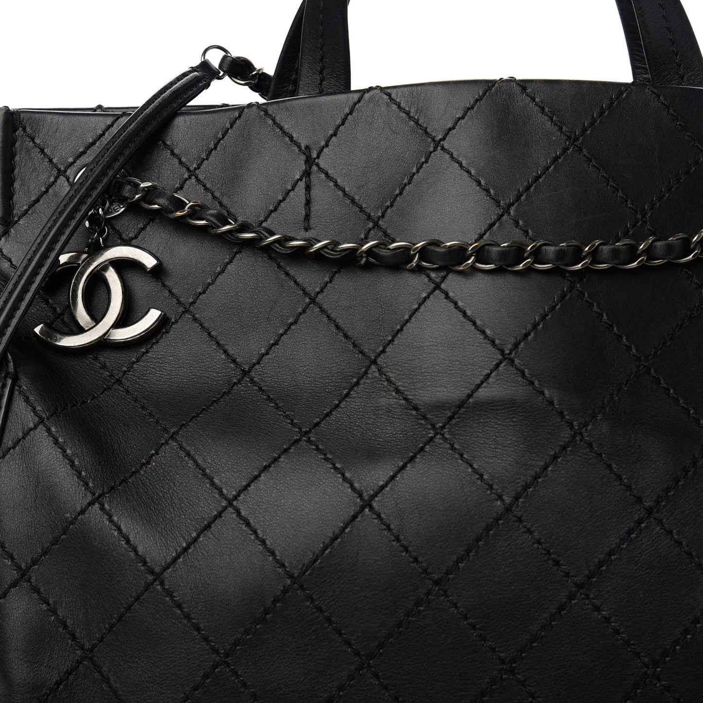 Calfskin CC Pocket Tote Black