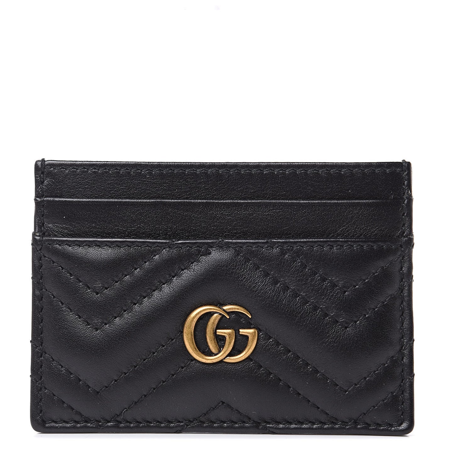 Calfskin Matelasse GG Marmont Card Holder Black