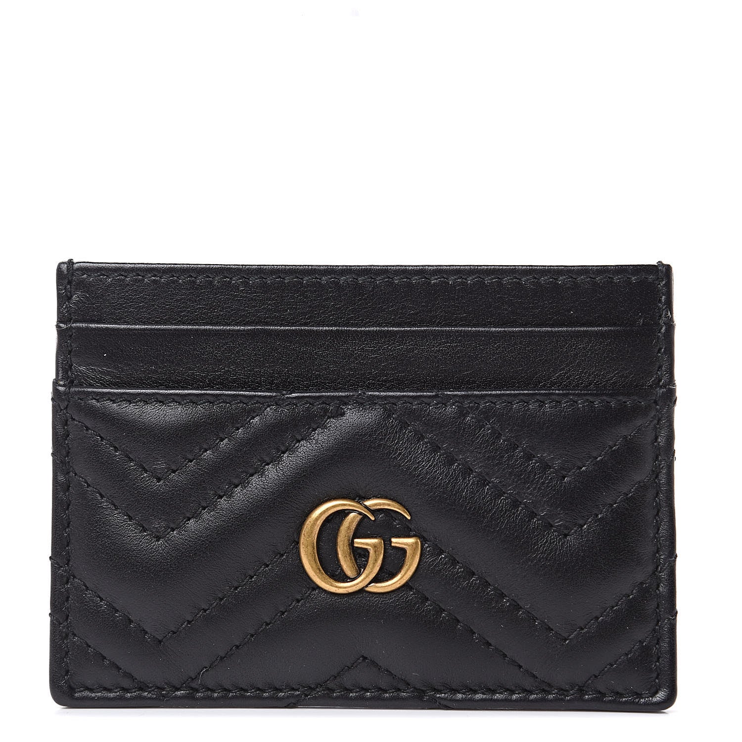 Gucci Calfskin Matelasse GG Marmont Card Holder Black 1 of 8
