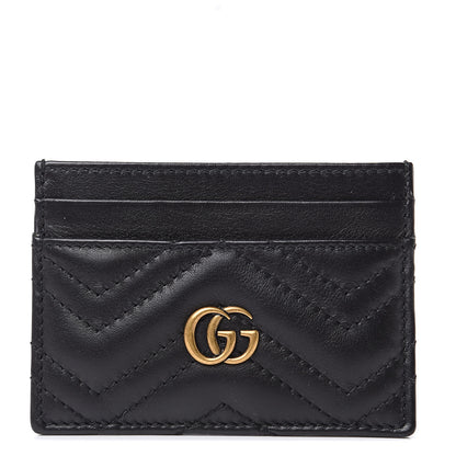 Gucci Calfskin Matelasse GG Marmont Card Holder Black 1 of 8