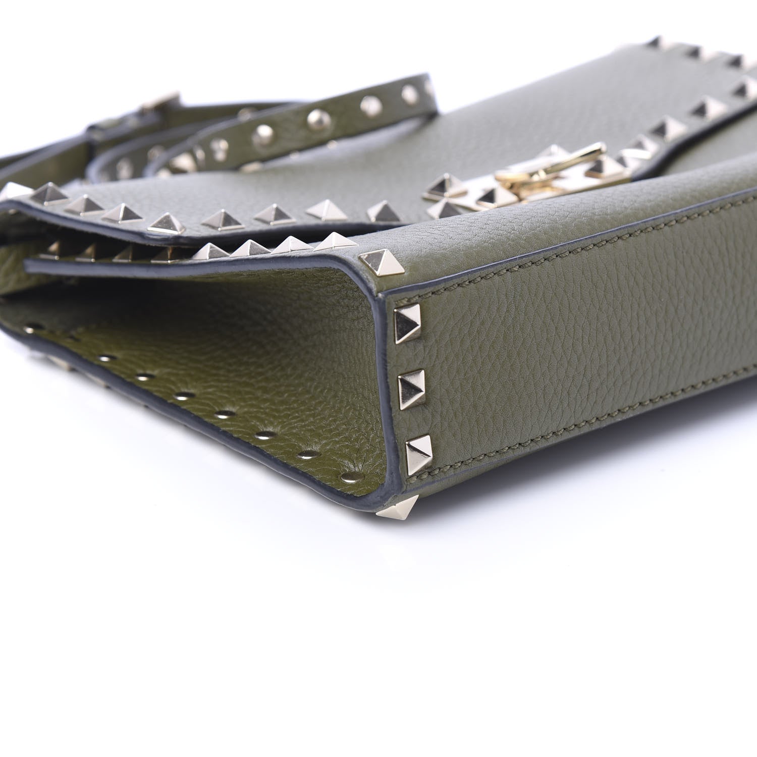 Valentino Garavani Pebbled Calfskin Medium Rockstud Flip Lock Crossbody Bag Army Green 6 of 10