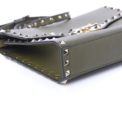 Valentino Garavani Pebbled Calfskin Medium Rockstud Flip Lock Crossbody Bag Army Green 6 of 10