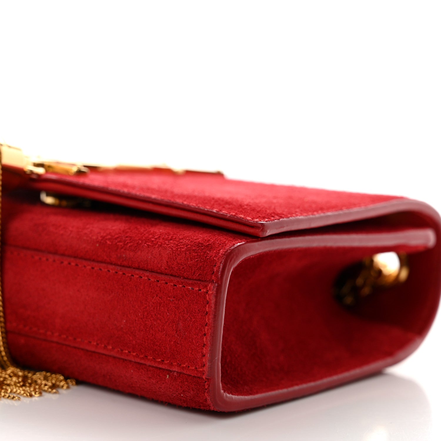 Saint Laurent Suede Small Classic Monogram Kate Tassel Satchel Red 11 of 12