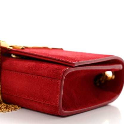 Saint Laurent Suede Small Classic Monogram Kate Tassel Satchel Red 11 of 12