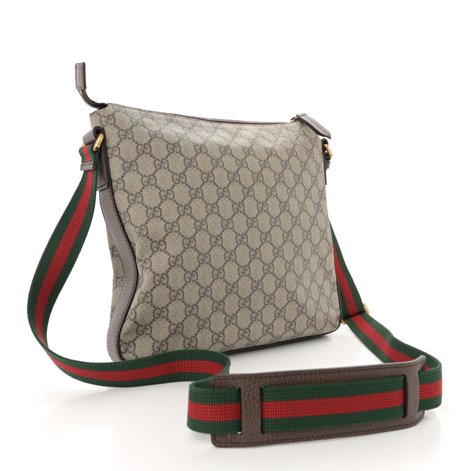 Gucci Soft GG Supreme Monogram Courrier Web Medium Flat Messenger Bag Beige New Acero Multicolor 3 of 14