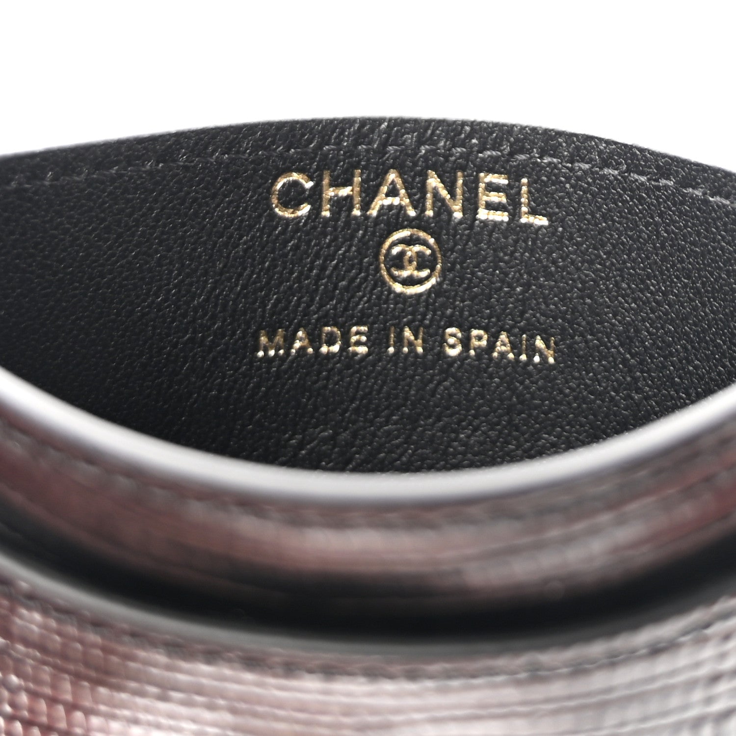 Chanel Calfskin Lizard Embossed Card Holder Black 1908650