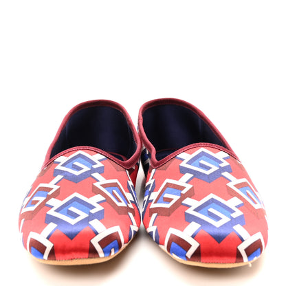 Gucci Silk Geometric G Mens Slippers 9 Red Blue 3 of 8