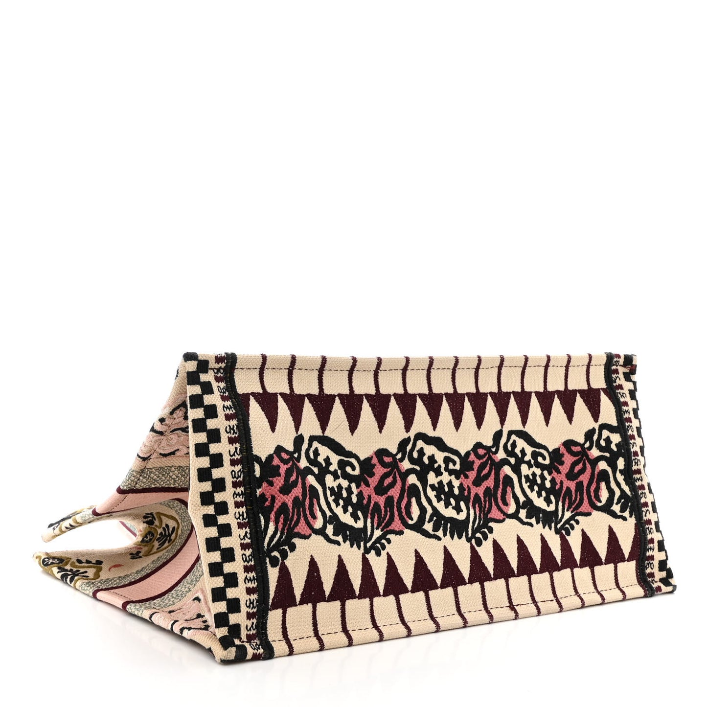 Canvas Embroidered Geometric Medium Book Tote Multicolor