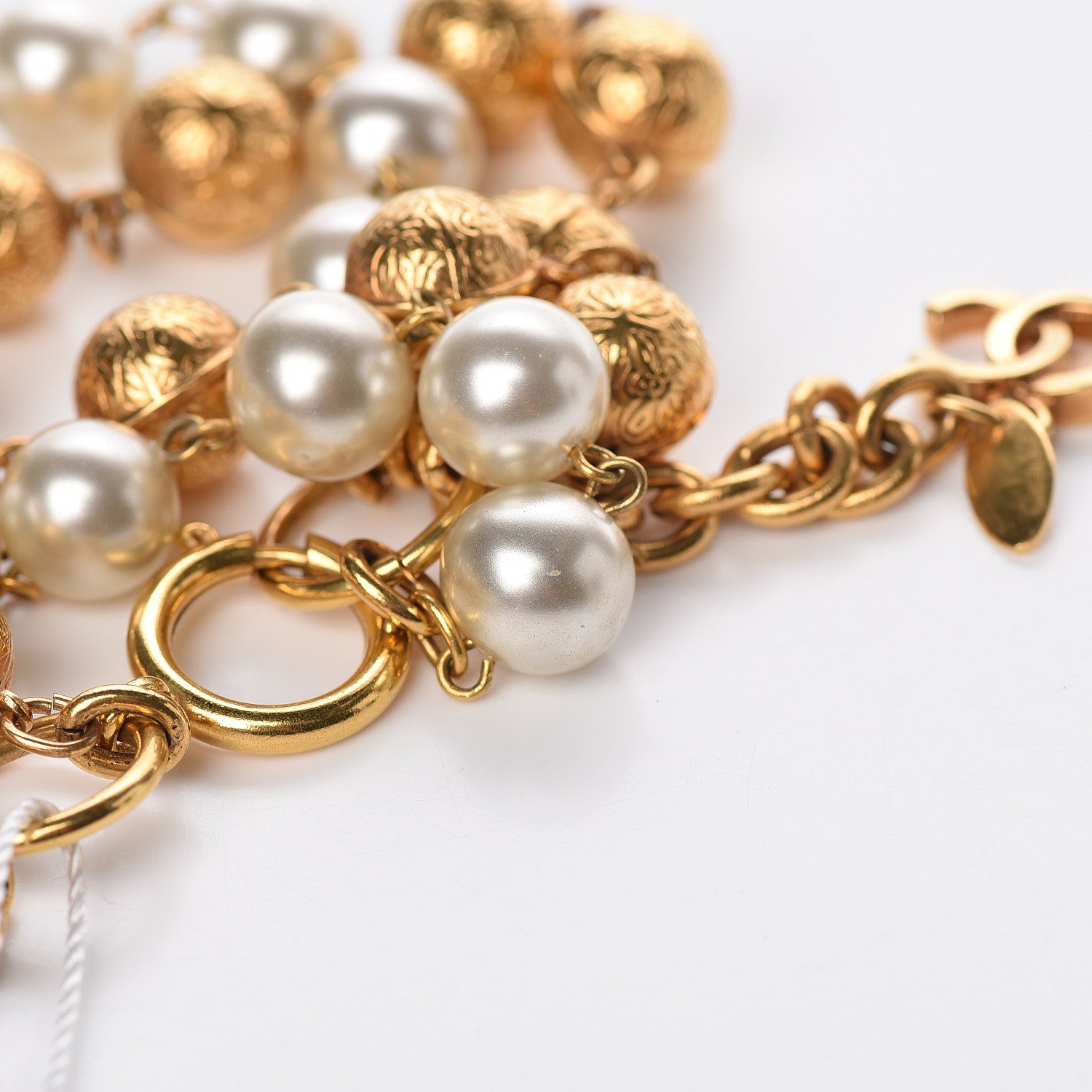 Chanel Pearl Beaded Multi Strand Bracelet Gold 5 of 8