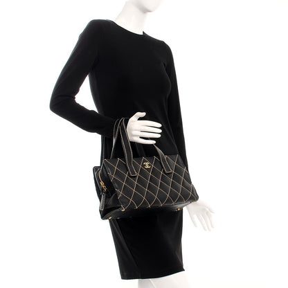 Chanel Calfskin Contrast Stitch Surpique Bowler Black 2 of 15