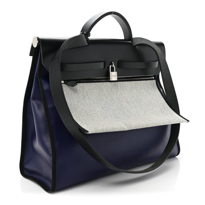 Hermes Toile H Berline Vache Hunter Herbag Zip 39 MM Bleu Saphir Black 4 of 11