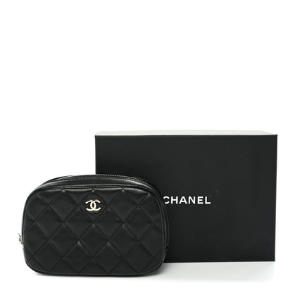 Chanel Lambskin Quilted Small Curvy Pouch Cosmetic Case Black 10 of 10
