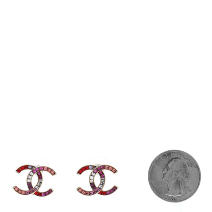 Chanel Crystal Baguette CC Earrings Gold Multicolor 2 of 5